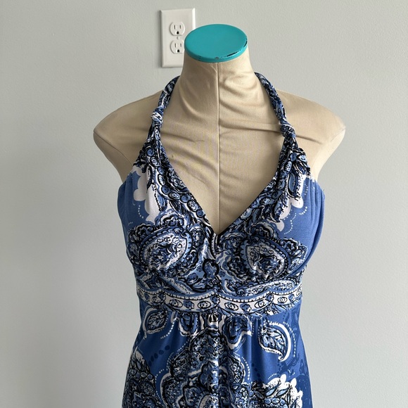 St Tropez West blue paisley print tie neck maxi sz: 10 - Picture 3 of 7